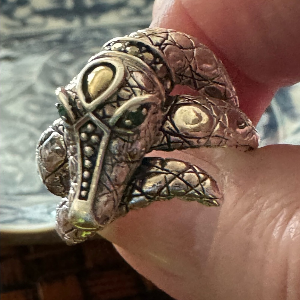 John Hardy JAI Crocodile Ring Sterling 14k Gold  Sz 9